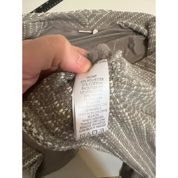 LOGO by Lori Goldstein Sz M Taupe Cream Tunic Open Front Cardigan Cozy - Picture 6 of 6